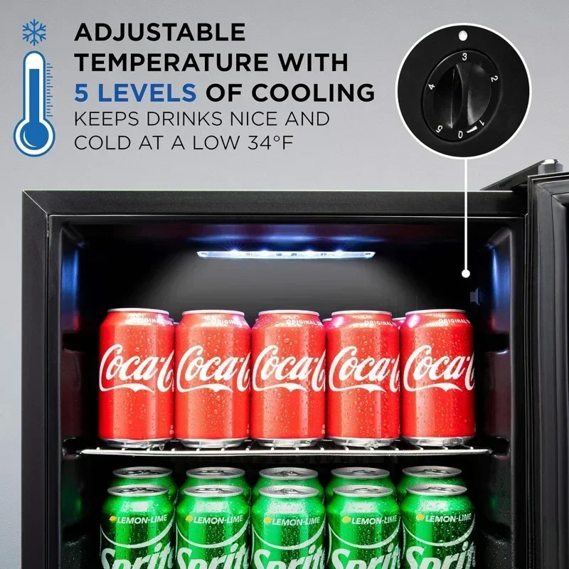 QWIvation 126 Can Beverage Refrigerator|Freestanding Ultra Cool Mini Drink Fridge|Beer,Cocktails,Soda,Juice Cooler f Home;Office