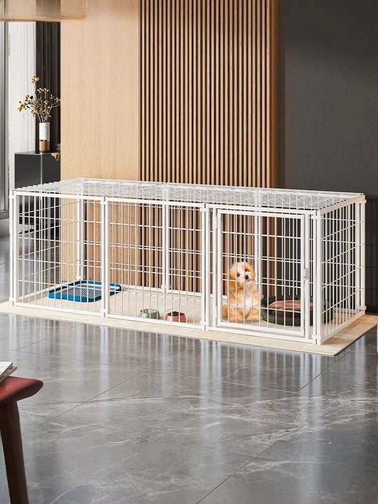 

Dog cage Pet fence Indoor household Small and medium-sized dog cat cage Kennel One room, one bathroom with a covered fence