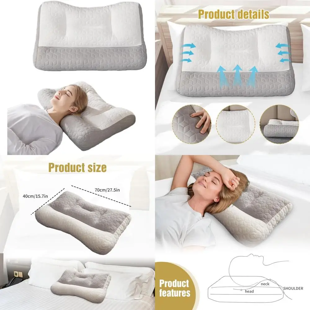 

Ортопедическая подушка для глубокого сна: эргономичный дизайн для шеи, комфорта плеч и подходит для всех позиций сна (легкий)