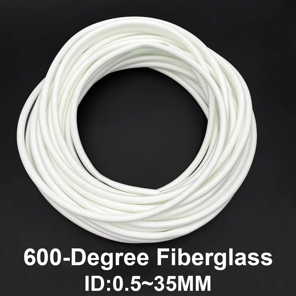 White 600 Degree Glass Fiber Conduit Cable Flame Retardant Insulation Protection Conduit Inner Diameter 0.5~35mm