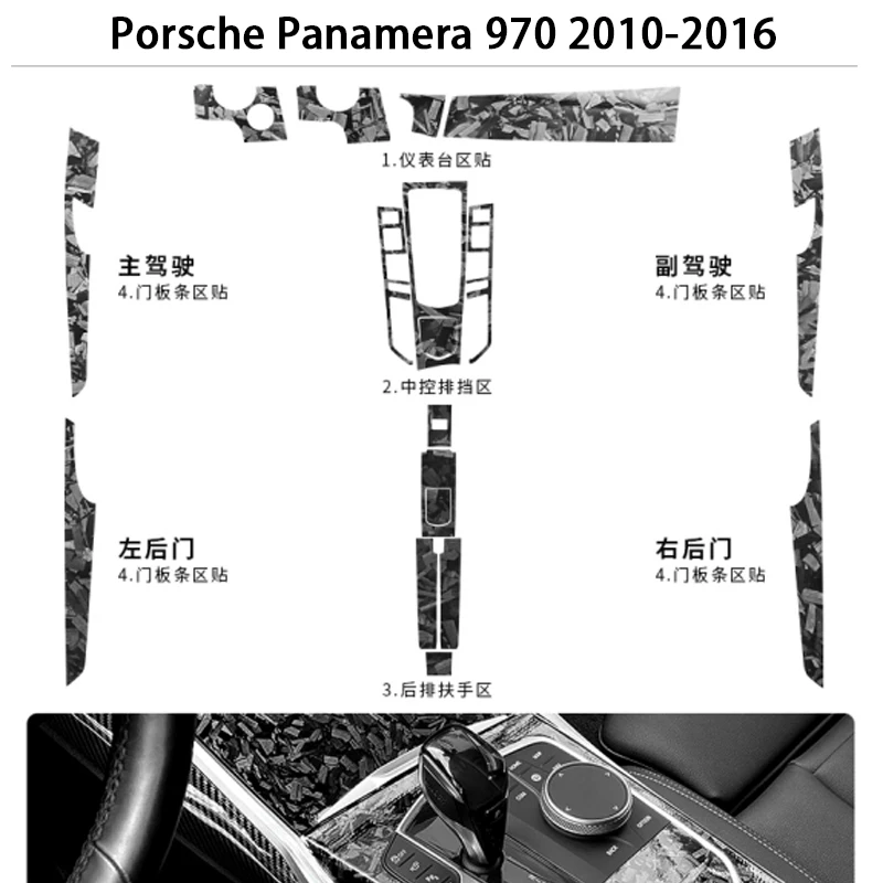 Carbon Fiber Interieur Trim Sticker voor Porsche Panamera 970 2010-2023 Centrale Bediening, Versnellingspook, Deurpaneel & Raamschakelaar