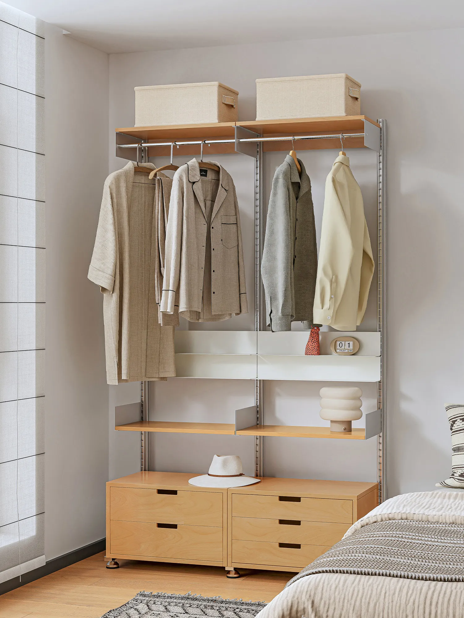 Bookcase Open Coat Rack Hanging Hanger Floor Free Punching Household Bedroom Secondary Cleaning Area Storage Wardrobe