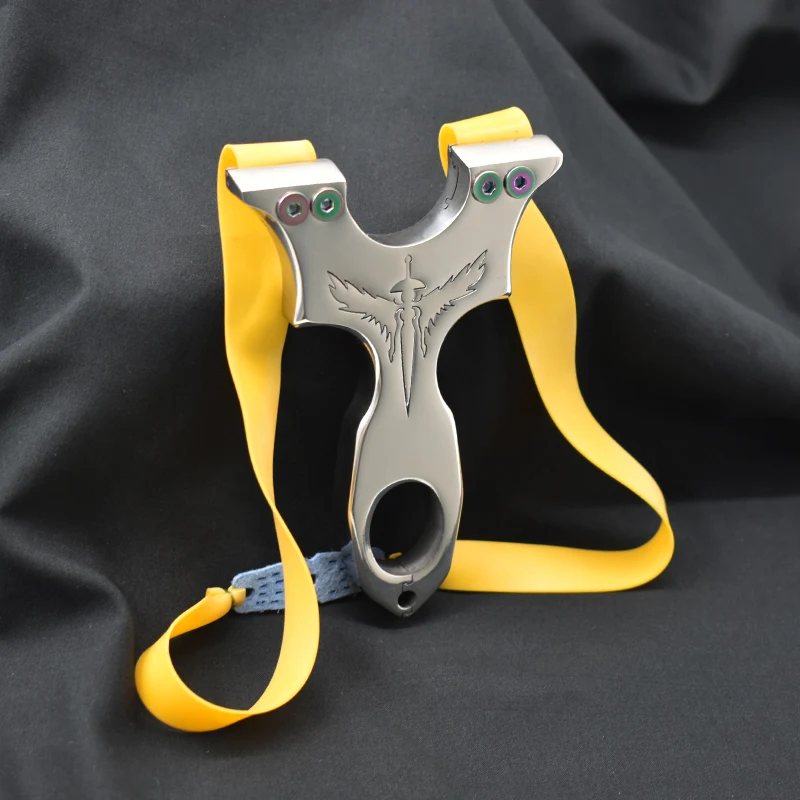 New Screw Stainless Steel Slingshot with Flat Rubber Band for Hunting Shooting Outside Outdoor Activities Catapult