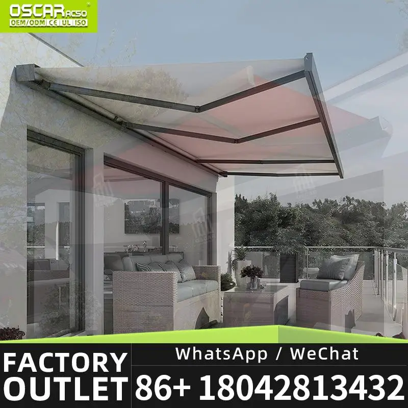 Retractable Outdoor Tent with Automatic Function and LED Lighting Full Cassette Shade for Patio Garden Beach Retractable Awning