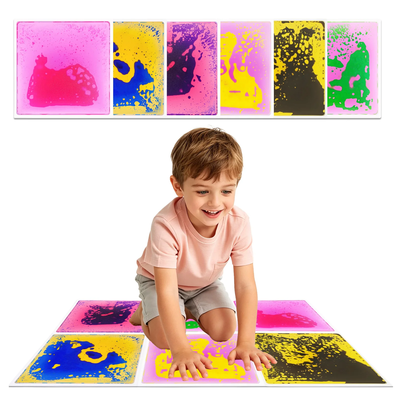 Sensory Pad Floor Liquid Sensory Mat Sensory Touch Tiles Non Toxic Anti Slip Kids Tactile Play Mat for Classroom Kindergarten