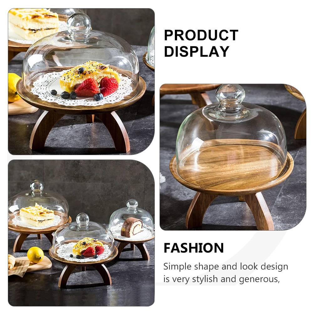 

Glass Cover Dessert Cake Tray Display Dome Protector Holder Transparent Stylish Snacks Dust Cover Glass