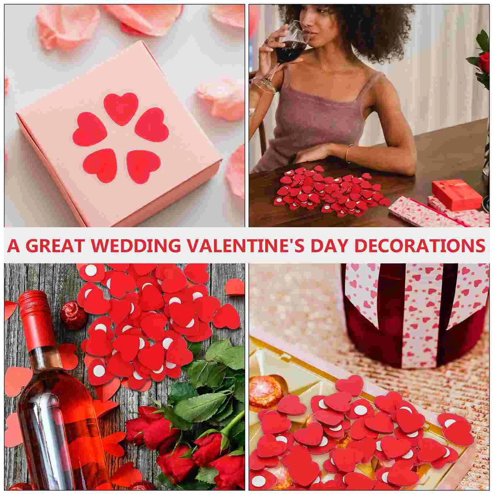 50 Pcs Label Valentine's Day Adhesive Stickers for Wedding Party Crafting Decorations Wooden Red Heart Crafts