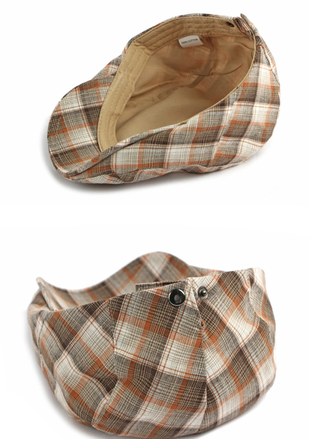 HT5073 Neue Frühling-Sommer Karierte Baskenmütze Unisex Ivy Flat Cap Vintage Künstler-Mütze Verstellbare Herren-Baskenmütze – Detail 10