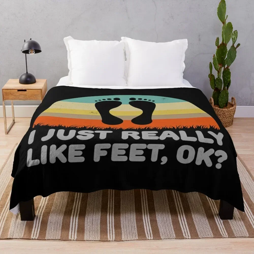 Funny I Just Really Like Feet OK For Foot Fetish Throw Blanket Flannel Fabric cosplay anime Blankets