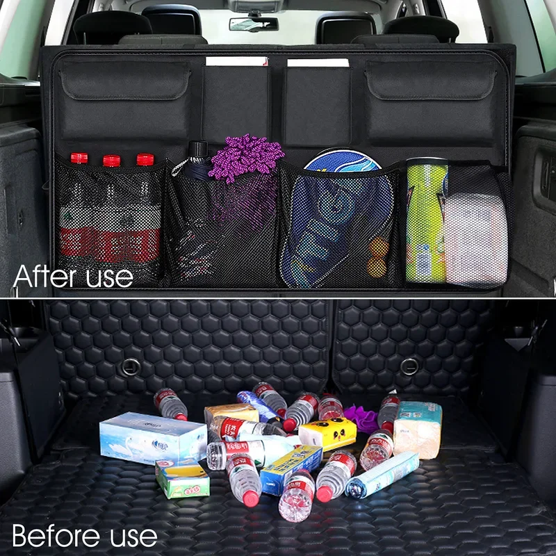 Car Trunk Organizer Universal Adjustable Backseat Storage Bag Net High Capacity Multi-use Oxford Universal Stowing Tidying