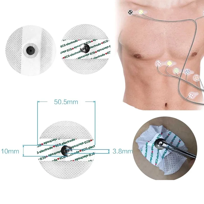 50Pcs ECG Electrodes Pads ECG  Electrodes Medical Disposable Electrode Patch EKG Accessories Non-woven ECG Electrode Pads