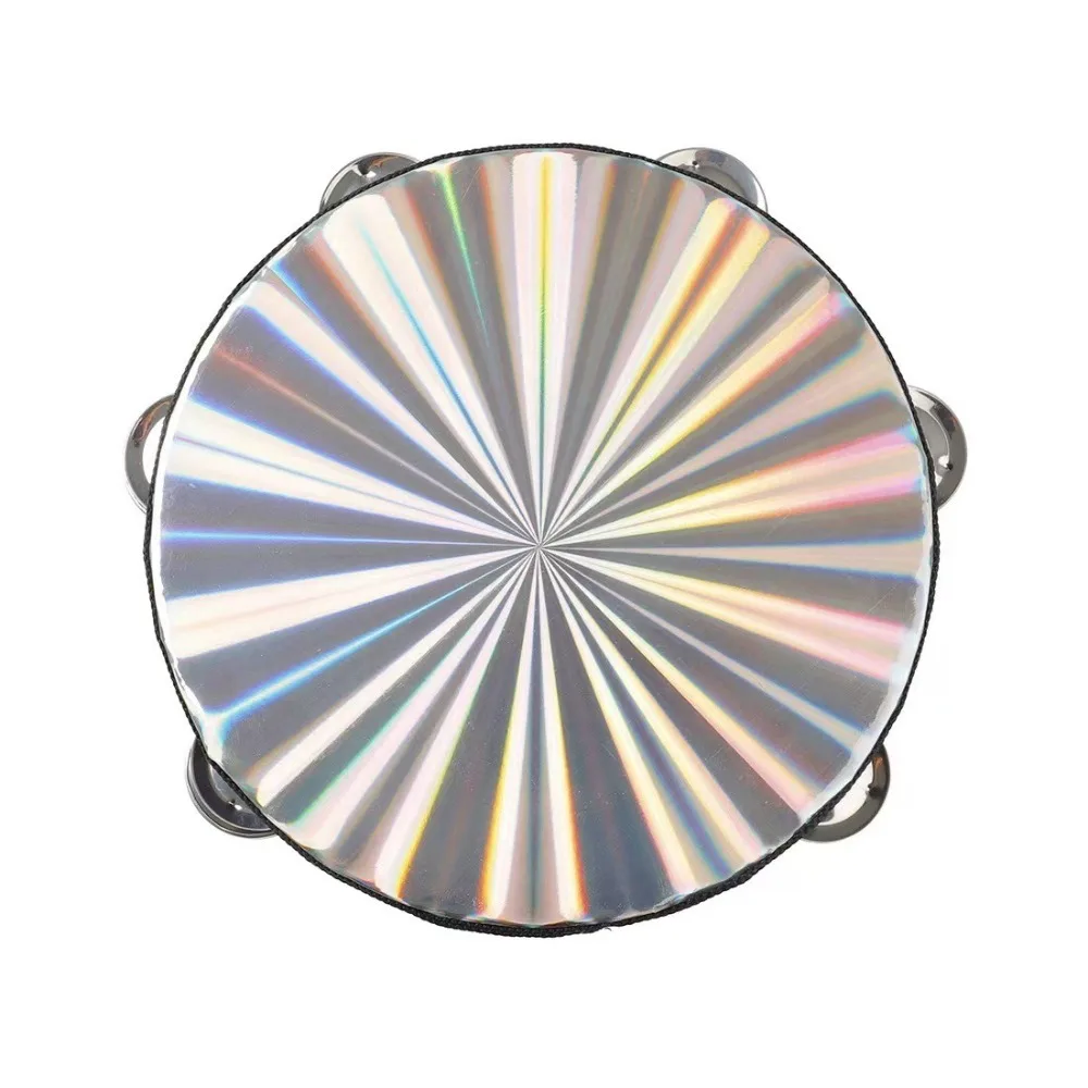 6/8/10 Inch Hand Drum Rainbow Wood Performance Radiant Tambourine Handbell Educational Reflective Tambourine Handbell Gift