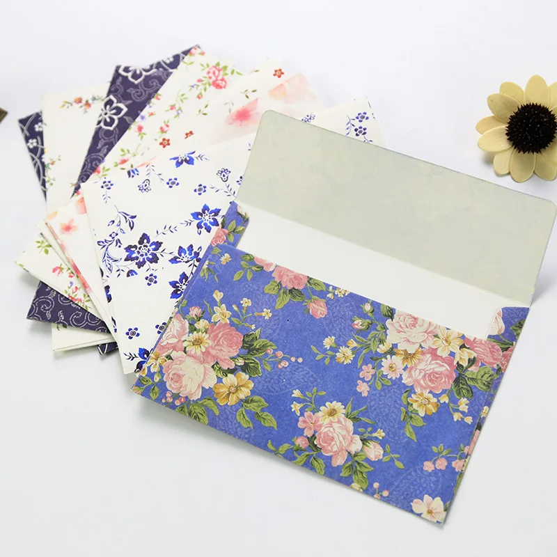 50pcs/lot Flower Envelope Chinese Mall Business Supplies Paper Postcards Student Envelopes for Wedding Invitations Stationery