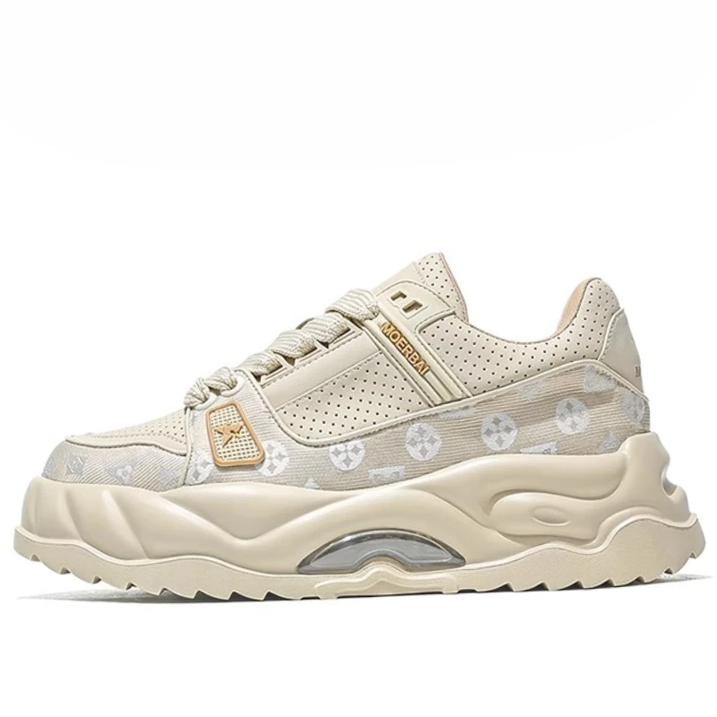 Spring/Summer White Sports Shoes Men's Comfortable Soft Soled Wear-resistant Breathable Trendy Sneakers Casual Daddy Shoes Male