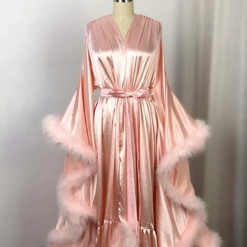 Feather Gauze Nightgown, Dream Court Princess Pagoda Sleeve Wave, Soft Light Colour, Gentle Luxury Stage Play Shawl, Pajamas