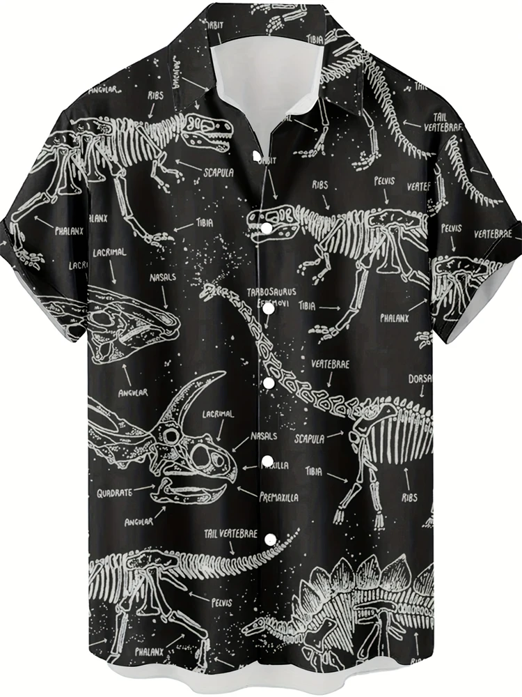 2025 New 3D Printed Dinosaur Shirt Men's Graffiti Graphic Fashion Hawaiian T-shirt Top Summer Outdoor Travel Short-sleeved