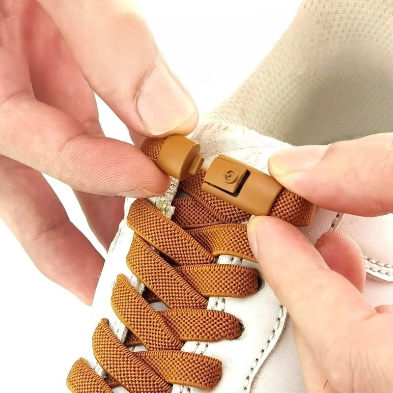 Press Lock-Schnürsenkel ohne Krawatten, elastische Schnürsenkel, keine Krawatte, Schnürsenkel, Sneaker, Kinder und Erwachsene, 8 mm, verbreiterte flache Schnürsenkel für Schuhe