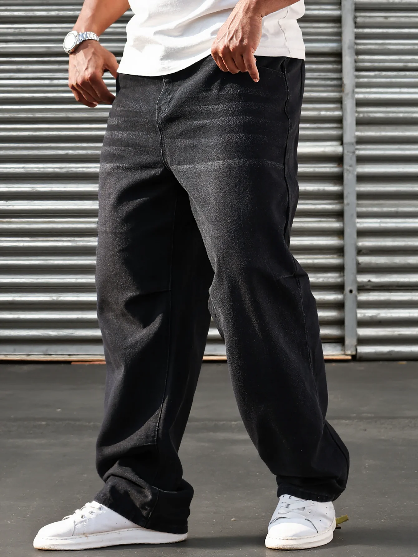 2026 Men's Plus Size Black Wide Leg Jeans Loose Baggy Denim Pants Casual Streetwear Big Size 2XL‑6XL Male Trousers With Pockets