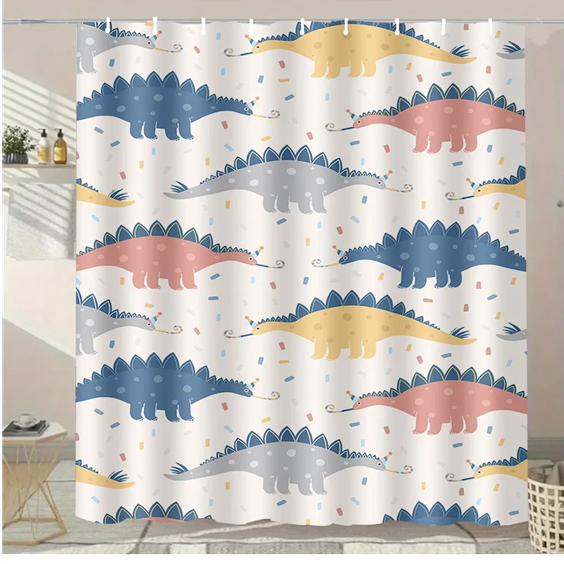 

Cartoon dinosaur washable Dirt-Resistant Shower Curtain Shower Head waterproof Polyester Bath Curtain For Home Decor Accessories