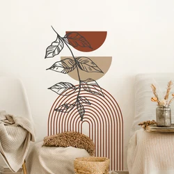 Boho Rainbow Leaves Geometric Vinyl Wall Sticker Large Removable DIY Wall Decals Nursery Kids Playroom Living Room Home Decor