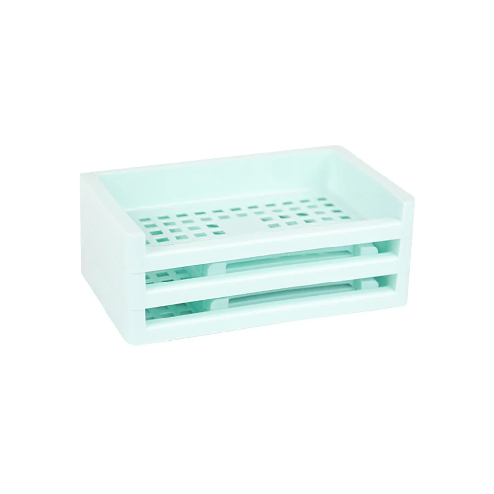 

Office Storage Box Green Multi-Layer Desktop Organizer Durable PP Storage Case for Makeup Skin Care