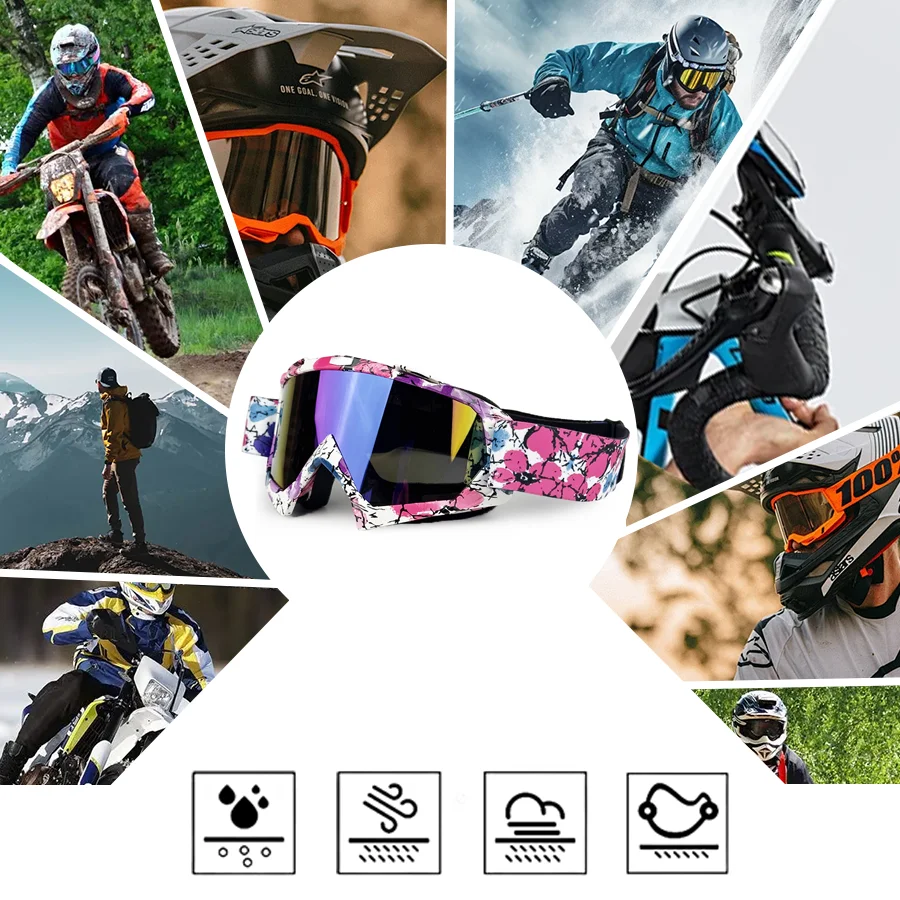 Occhiali da moto occhiali da ciclismo per sport all\'aria aperta occhiali da casco fuoristrada da montagna occhiali antivento