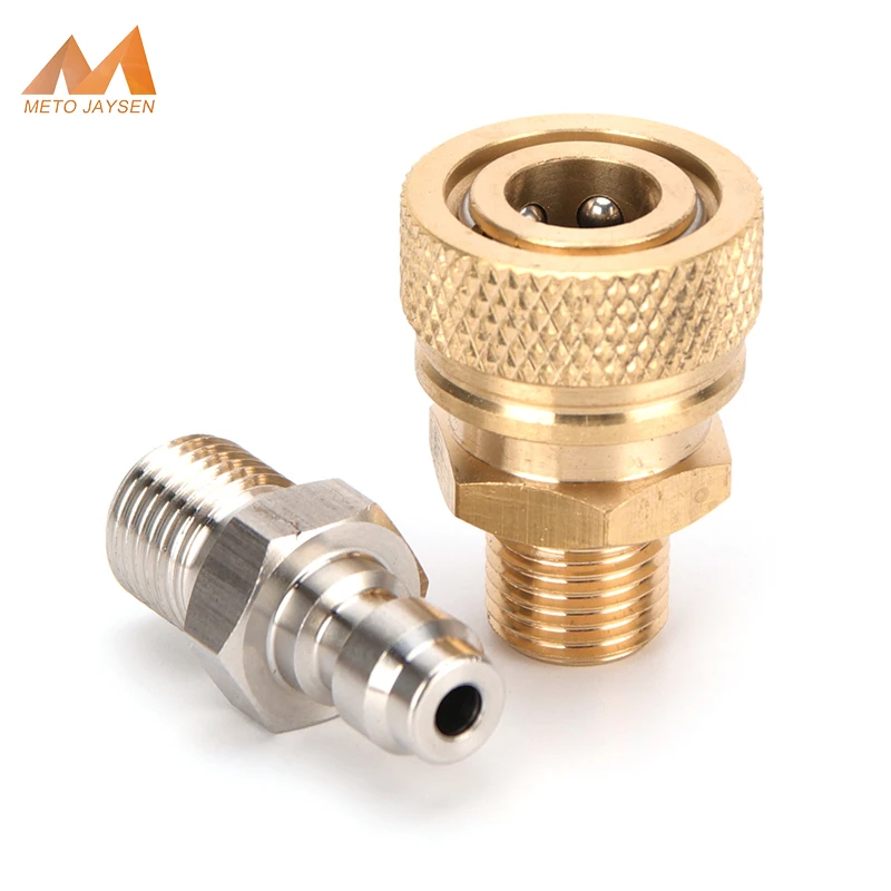 High Pressure Male Quick Disconnect Fittings and Couplers Set 1/8NPT Male Plug Air Refilling M10x1 1/8BSPP 4500psi 2pcs/set