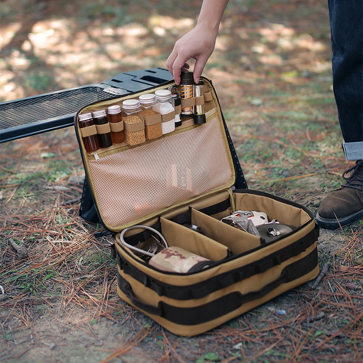 

15L Outdoor Camping Picnic Storage Bag Collapsible Large Storage Lamp Tableware Bag Hiking Travel Cooking Utensil Organizer 캠핑가방