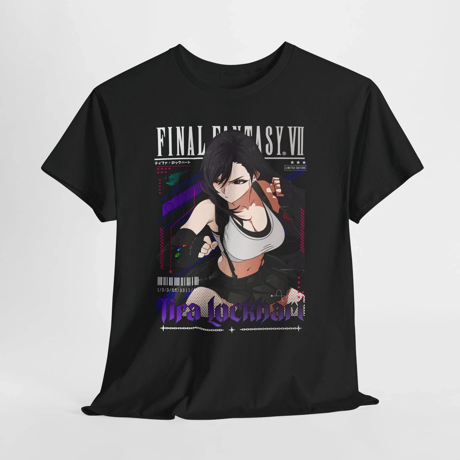 Tifa Lockhart FF7 Retro T-Shirt – Waifu T-Shirt, Final Fantasy 7 T-Shirt, lockeres Sommer-Mode-Oberteil für Herren und Damen – Detail 13