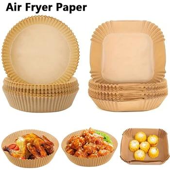 Image 30/50/100Pcs Air Fryer Disposable Paper Non-Stick Airfryer Baking Papers Round Air-Fryer Paper Liners Paper Kitchen Accessories