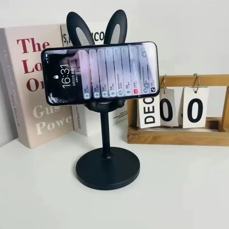 Cell Phone Stand Rabbit Design Adjustable Height Desktop Holder Stable Anti-Slip Pad for iPhone Samsung Universal