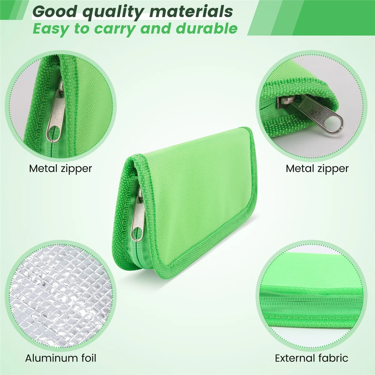 حقيبة تبريد مبرد الأنسولين من ABQR لتنظيم أدوية مرضى السكري باللون الأخضر