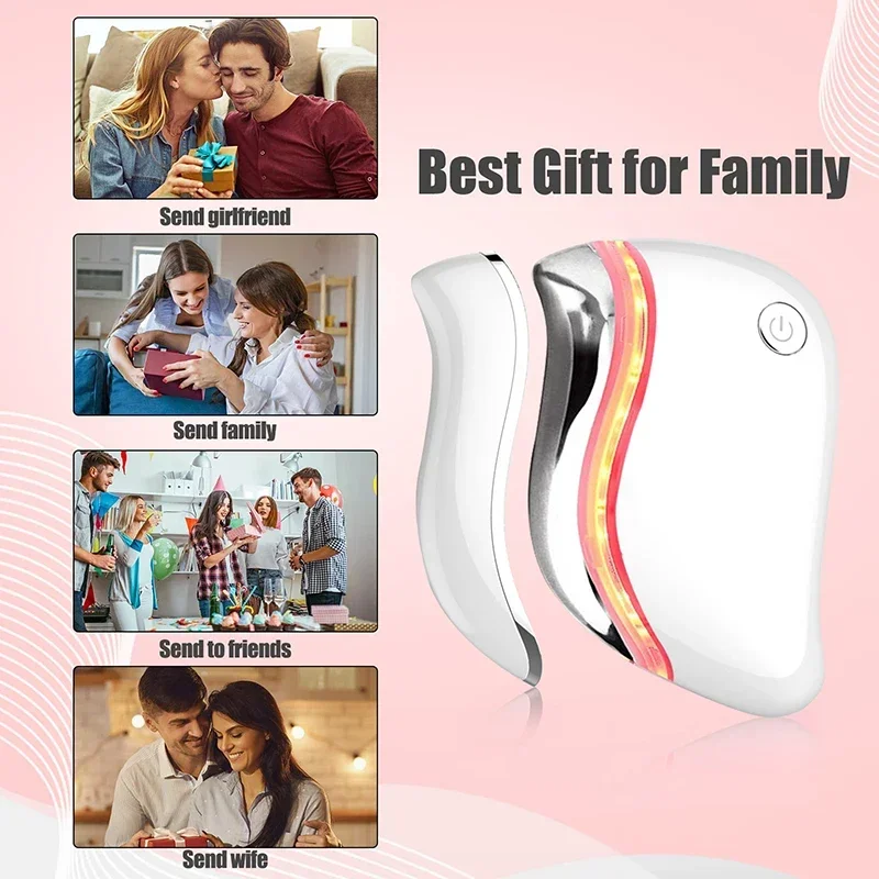 ไฟฟ้า Guasha Scraper Board Microcurrent นวดหน้าริ้วรอย Face Lifting อุปกรณ์ Gua Sha แผ่นลบอาการบวมน้ํากระชับผิวรถ