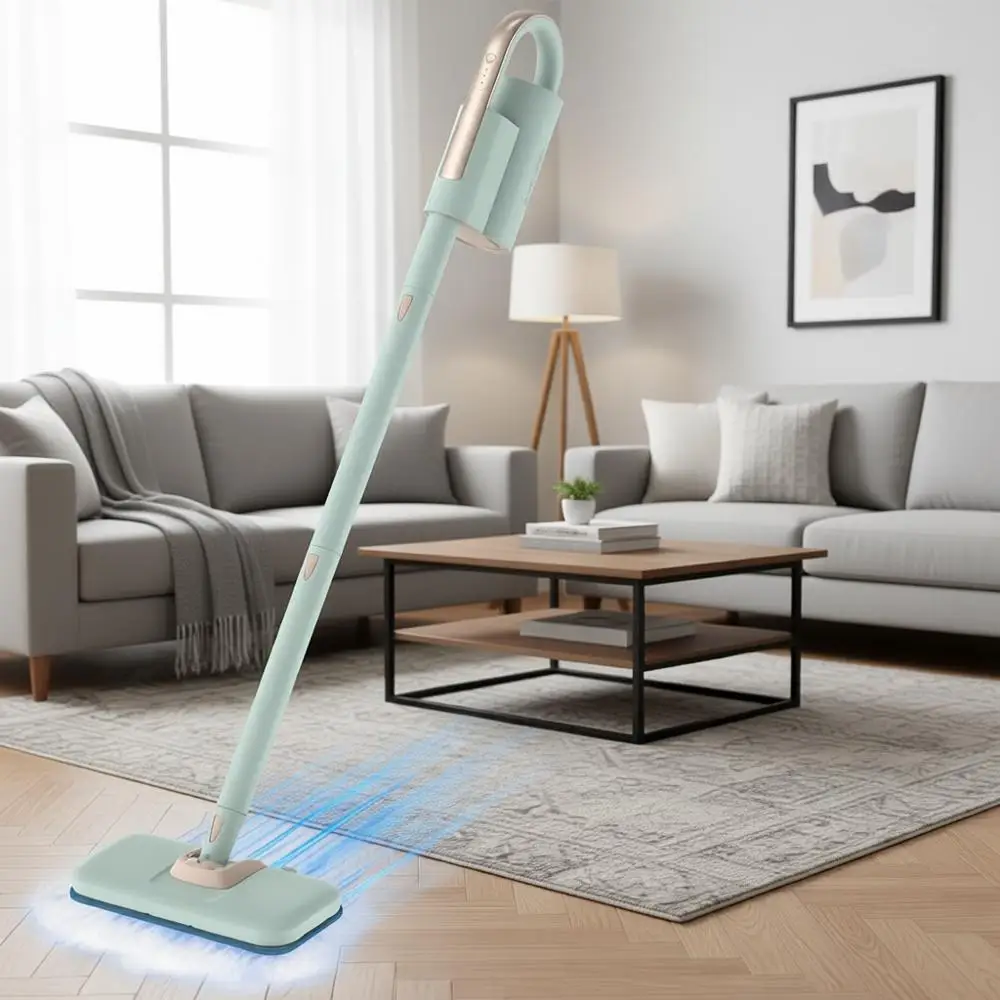 

Powerful 1200W Steam Mop with Detachable Cleaner, 250ml, 3-Level Adjustable for Various Floors, 7 Accessories & 2 Pads