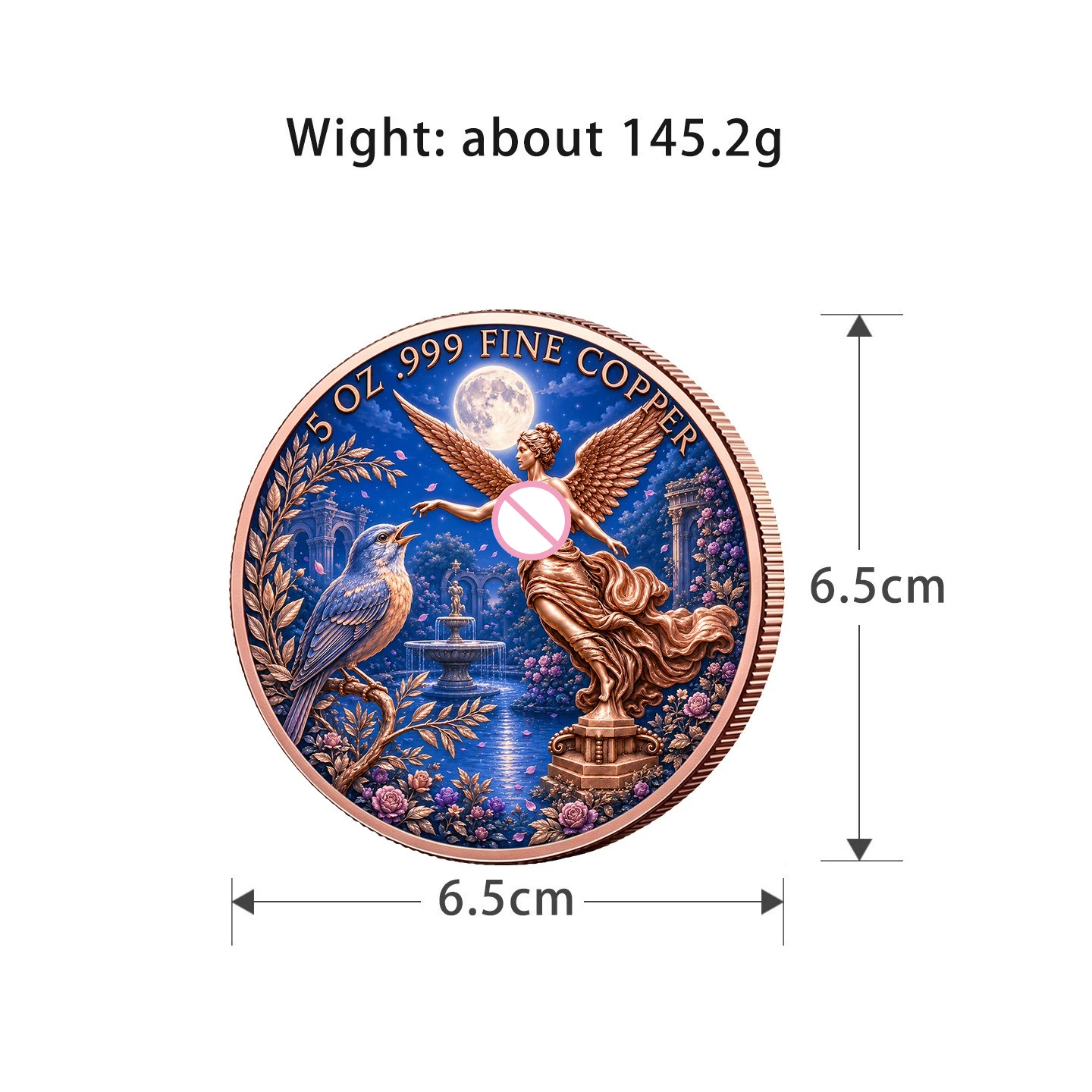Angel Wildlife 5oz .999 Fine Copper Coin Medallion Swan Butterfly Whale Bird Jellyfish Collectible Commemorative Souvenir Gift