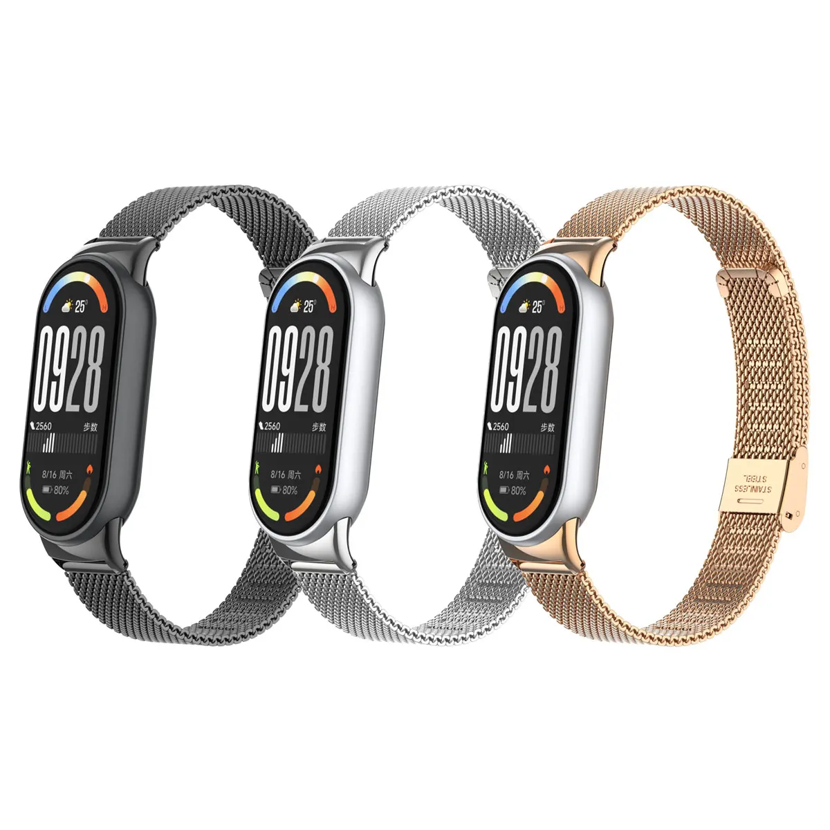 Suitable for Xiaomi wristband11/10/9/8/NFC stainless steel metal steel network card buckle wristband metal replacement wristband