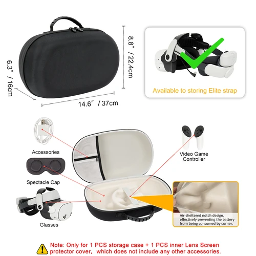 Imagen 2 del producto Bolsa de almacenamiento de viaje dura para gafas Meta Quest 3 3S VR, carcasa dura impermeable, accesorios Quest3, Estuche de transporte portátil