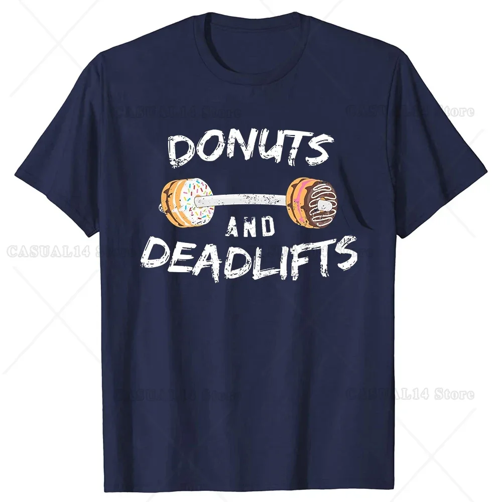 Donuts e stackslifts engraçado donut treino camiseta verão legal camiseta masculina manga curta tshirt powerlifter camiseta