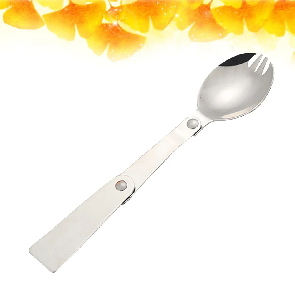 

Foldable Stainless Steel Fork Spoon Travel Cutlery Portable for Camping Hiking Outdoor Adventure Use Foldable Spoon