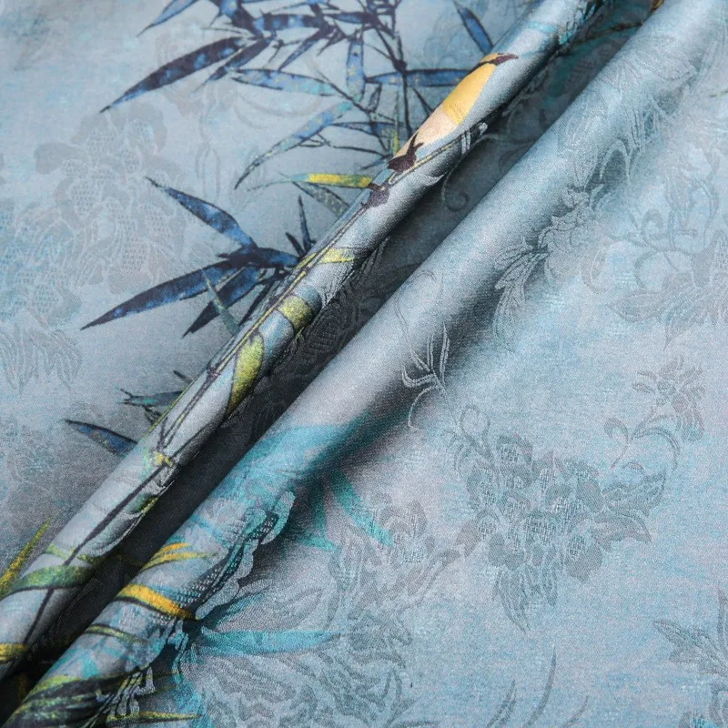 

Jacquard Xiangyunsha cheongsam fabric satin home wear printed style