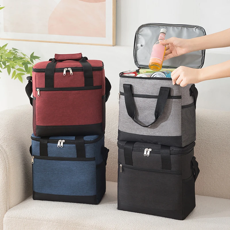 New Large Capacity Oxford Cloth Lunch Bags for Women Men Portable Tote Shoulder Cooler Box Outdoor Travel Picnic Bags