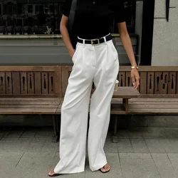 Light Luxury White Women Wide Leg Pants Spring and Autumn Temperament Versatile Commuting Leisure High Waist Straight Leg Pants