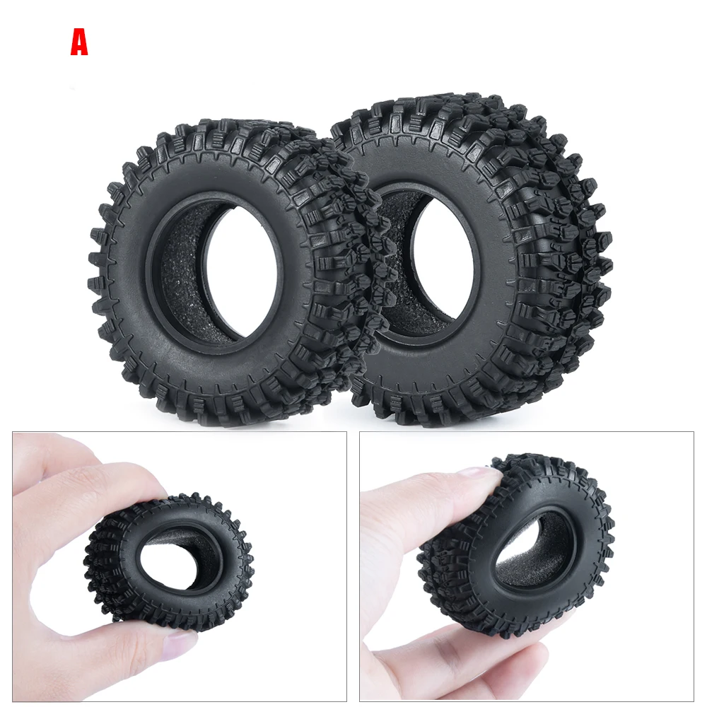 MIBIDAO 4Pcs 1.0inch Soft Rubber Wheel Tires for Axial SCX24 Deadbolt Chevrolet Wrangler Gladiator Bronco 1/24 RC Crawler Car