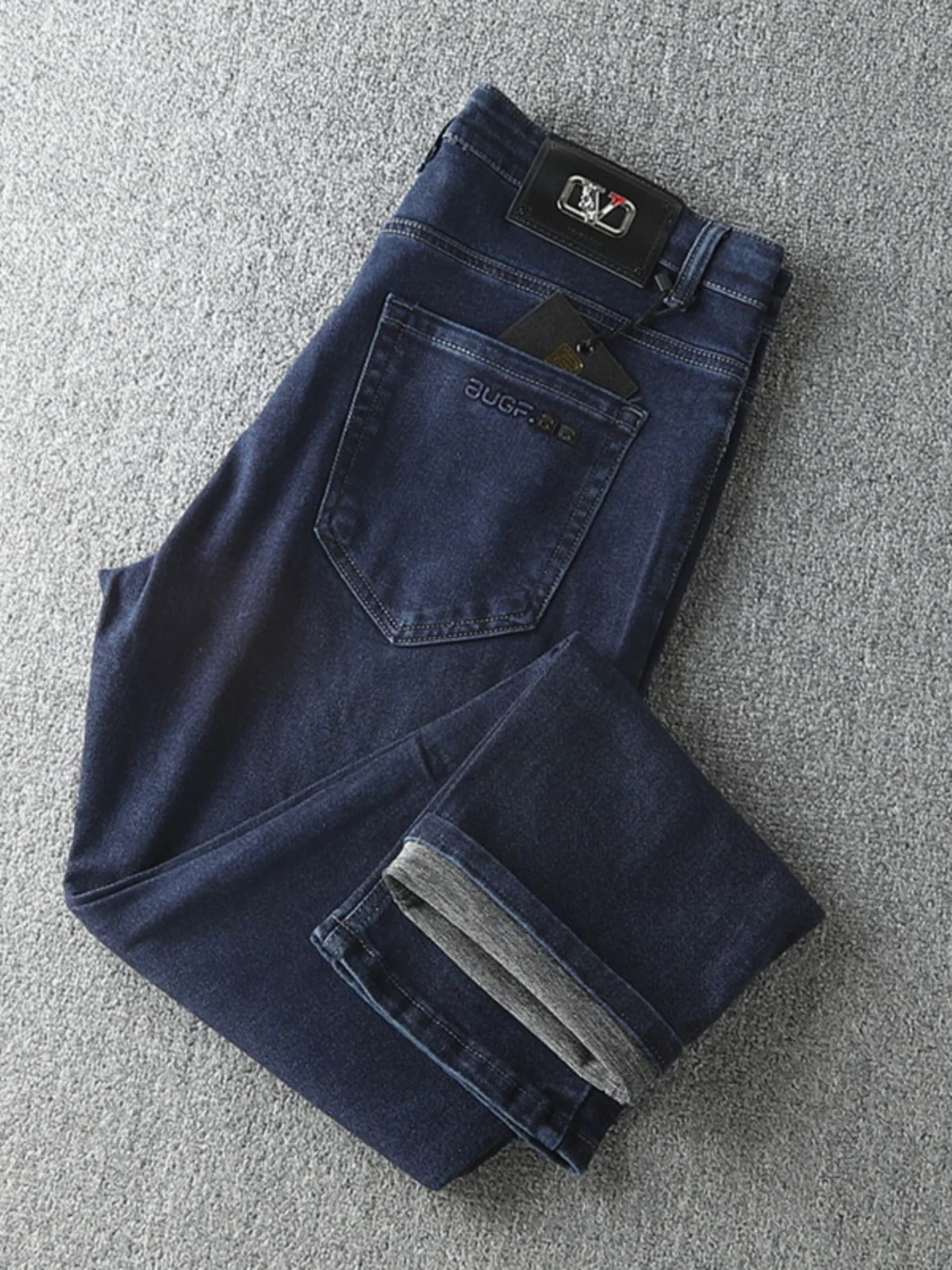 

Classic Retro Waed Jeans Men's Commuter Casual Versatile Elastic Straight Leg Denim Pants mid Waist Long Faion Urban Sle