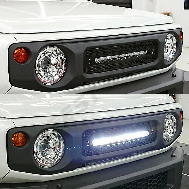 Przedni grill dla Suzuki Jimny JB74 JB64 2019-obecne Gen4 Sierra JB74W JB64W z reflektor LED kratki samochodowe akcesoria