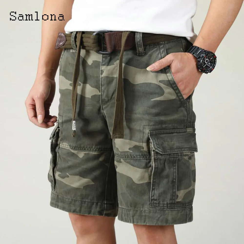 Plus Size Mens Fashion Zipper Pockets Cargo Shorts 2024 Stylish simplicity Men's Knee-Length Pants Outdoor Camo Basic Shorts New