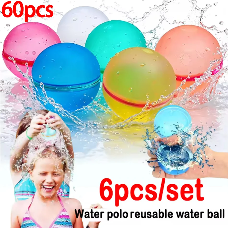 

6PCS Pool Water Polo Reusable Water Balloons Quick Fill Self Sealing Water Ball Toy Outdoor Summer Swimming Pool Water Balls