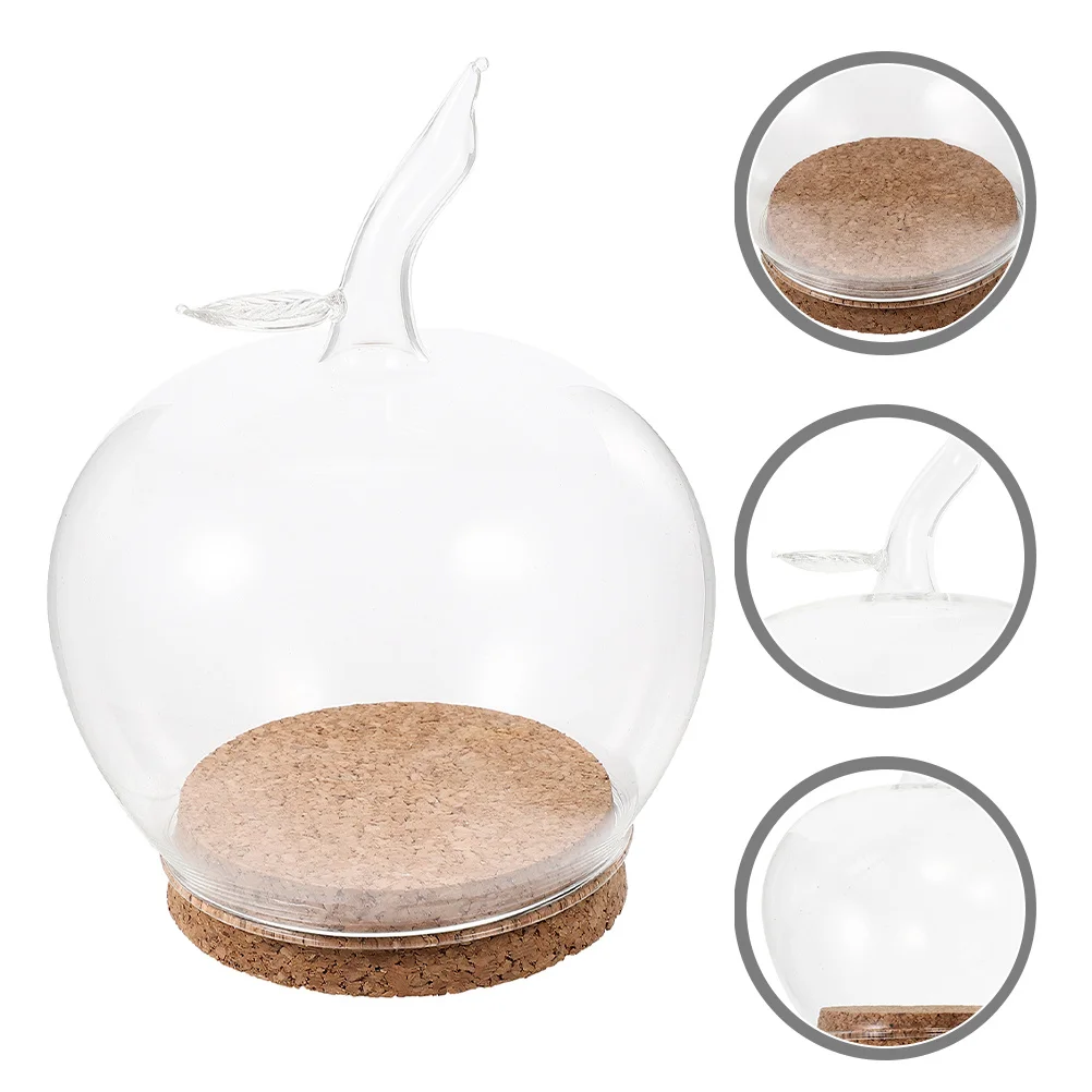 

Transparent Apple Glass Dome Decor Clear Small Protector for Eternal Flowers Craft Desktop nament Mantel Wedding Party Vase