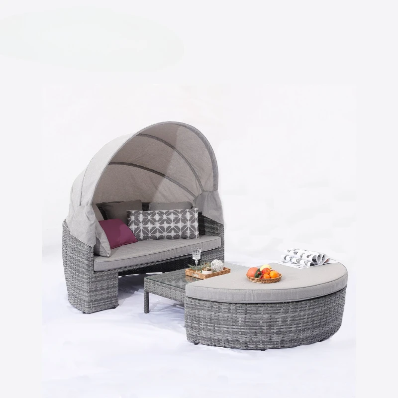 

Outdoor Lying Pool Rattan Leisure Yard Waterproof Sunscreen Beach Outdoor Sundeck Loungers Outdoor Courtyard Bed