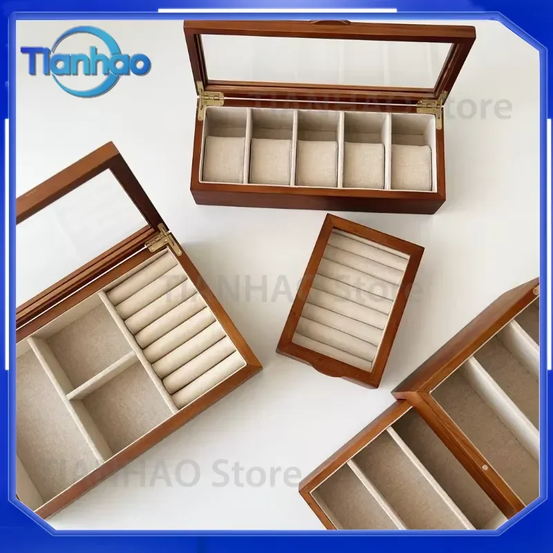 Luxury Wooden Watch Box Case Organizer for Women with 5 Slots Personalized Display Storage Packing
